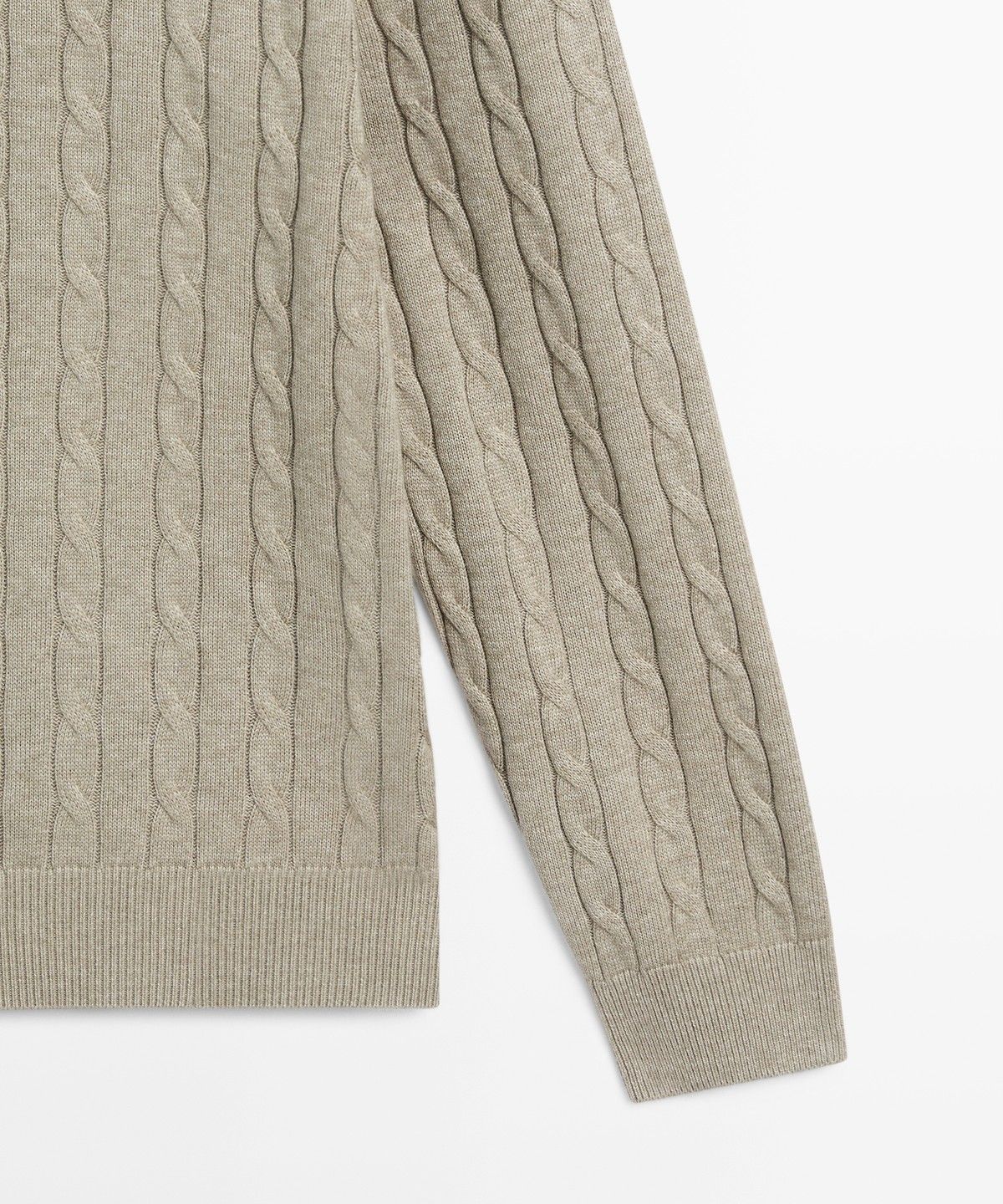 마시모두띠(MASSIMO DUTTI) 100% 코튼 케이블 니트 폴로 스웨터