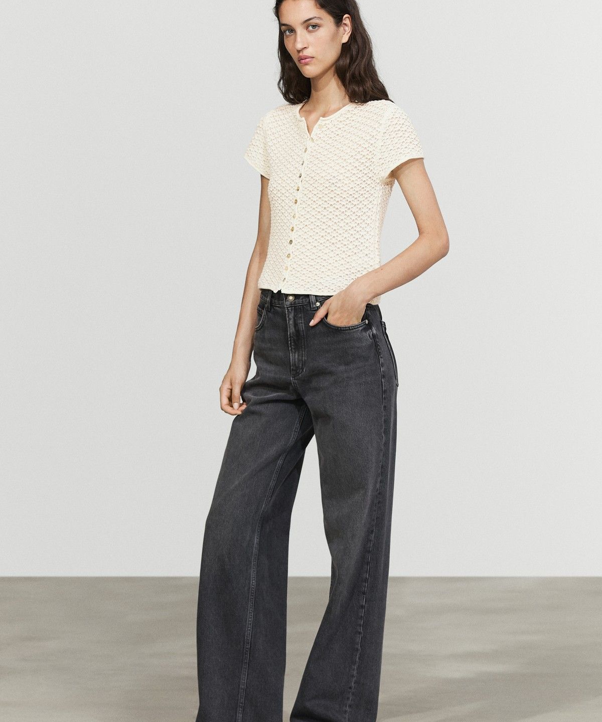 마시모두띠(MASSIMO DUTTI) 크로셰 니트 가디건