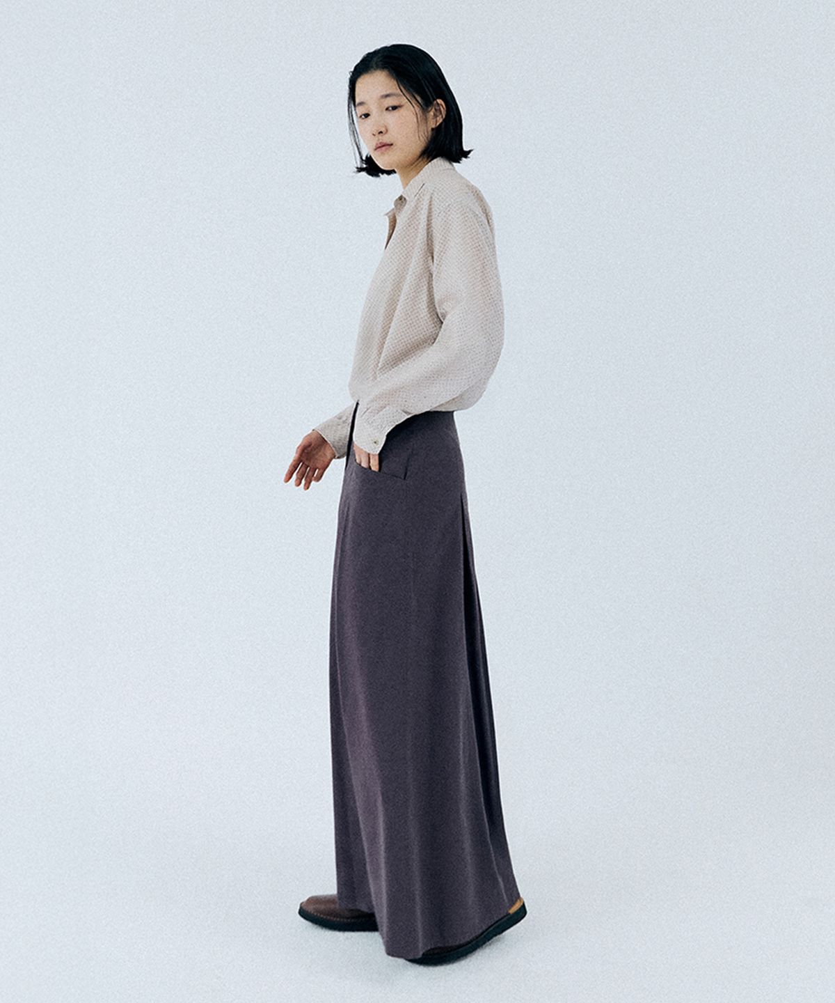 모노크롬(MONOCHROME) katty pintuck skirt (dark purple)
