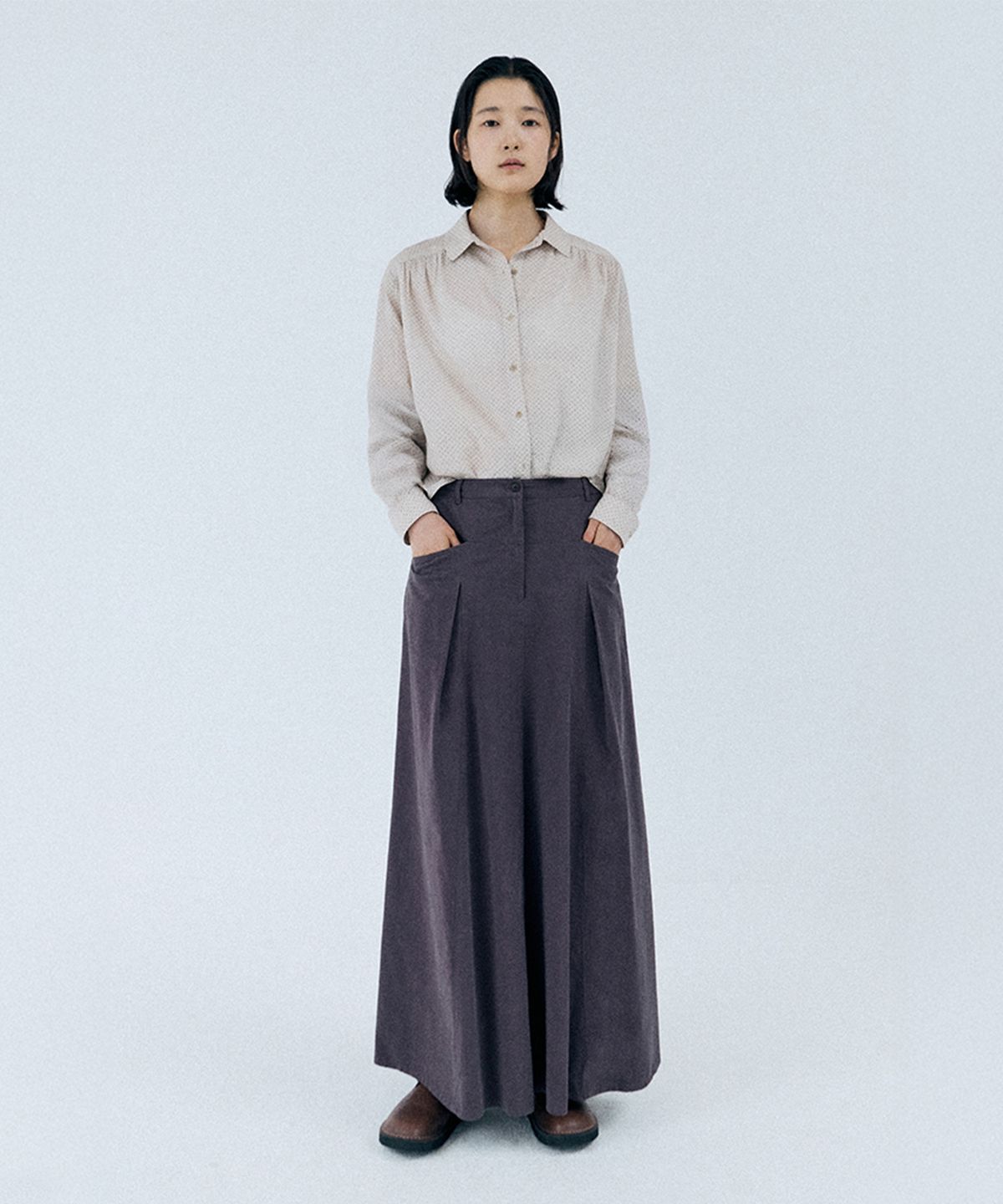 모노크롬(MONOCHROME) katty pintuck skirt (dark purple)