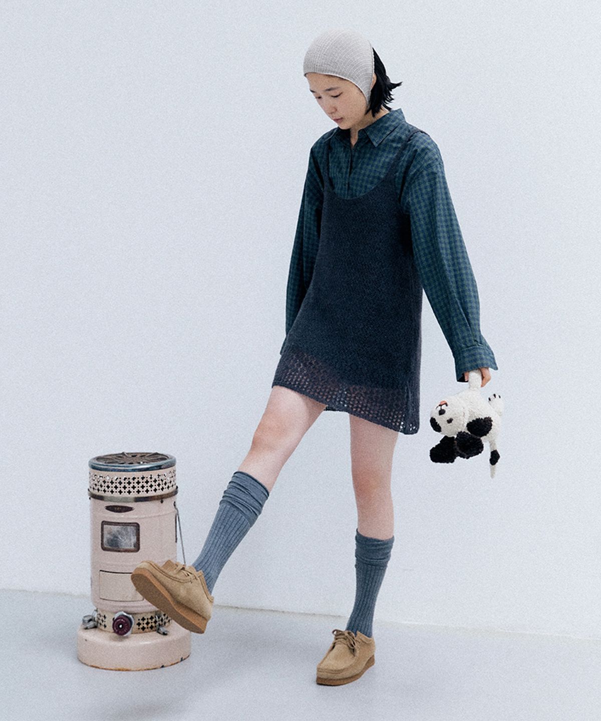 모노크롬(MONOCHROME) [online exclusive]ella knit one-piece (charcoal)