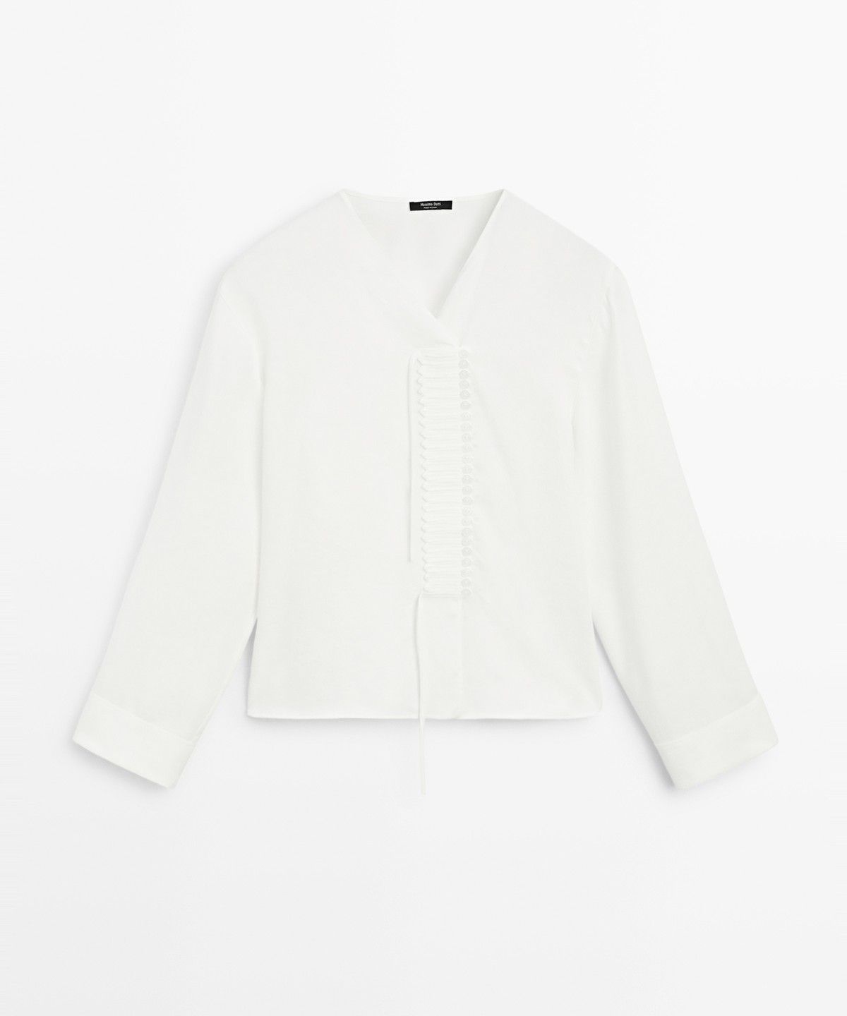 마시모두띠(MASSIMO DUTTI) 버튼 디테일 린넨 플루이드 블라우스