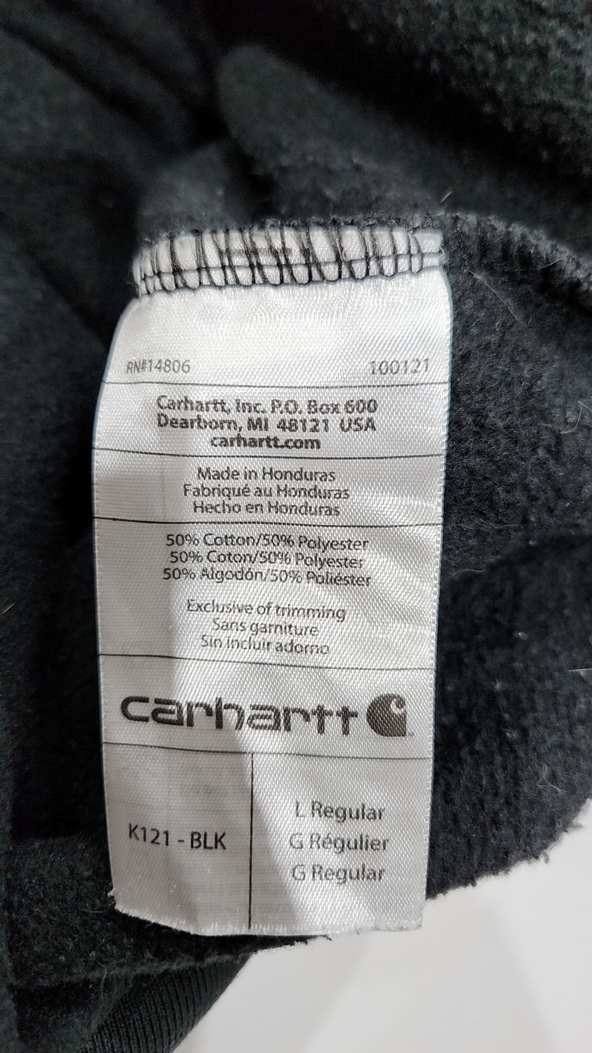 칼하트(CARHARTT) 미드웨이트 오리지널 기모 후드 티셔츠 남성용 블랙 K121-BLK L