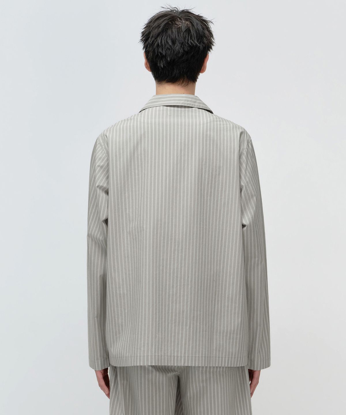 무신사 스탠다드(MUSINSA STANDARD) 스트라이프 포플린 파자마 세트 [그레이/화이트]