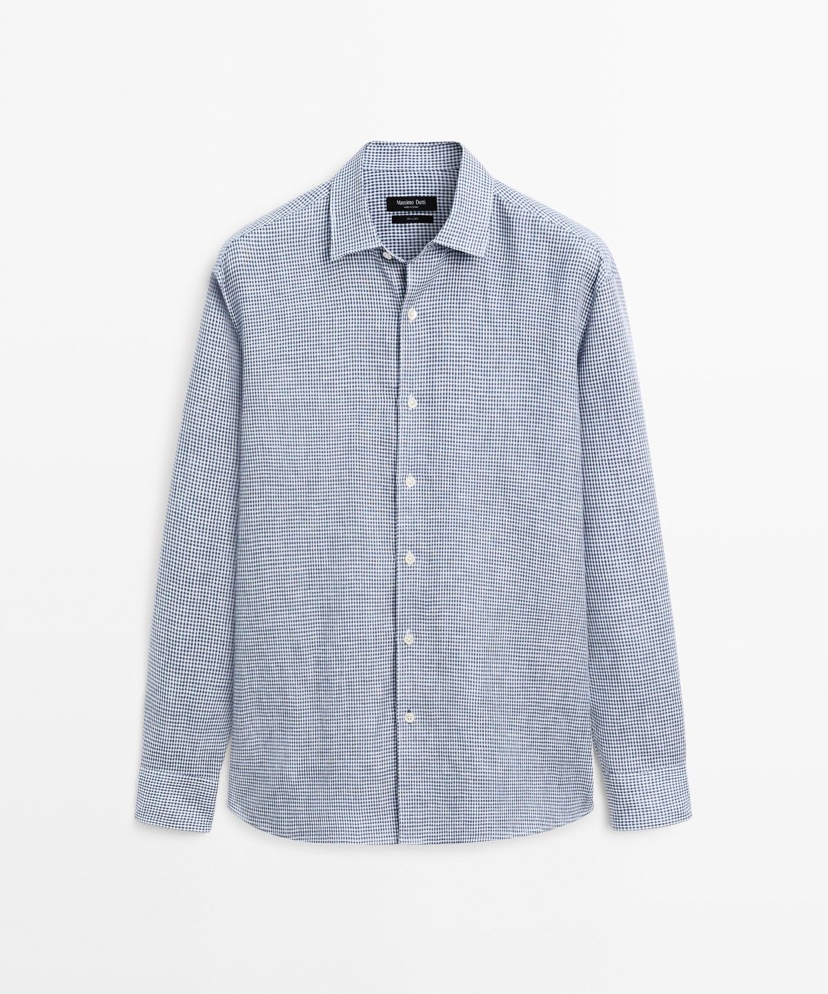 마시모두띠(MASSIMO DUTTI) 100% 린넨 레귤러 핏 깅엄 체크 셔츠