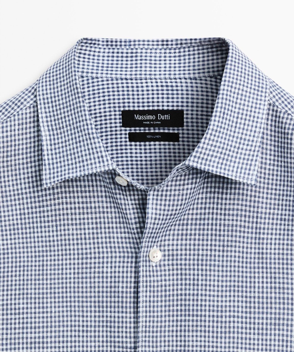 마시모두띠(MASSIMO DUTTI) 100% 린넨 레귤러 핏 깅엄 체크 셔츠