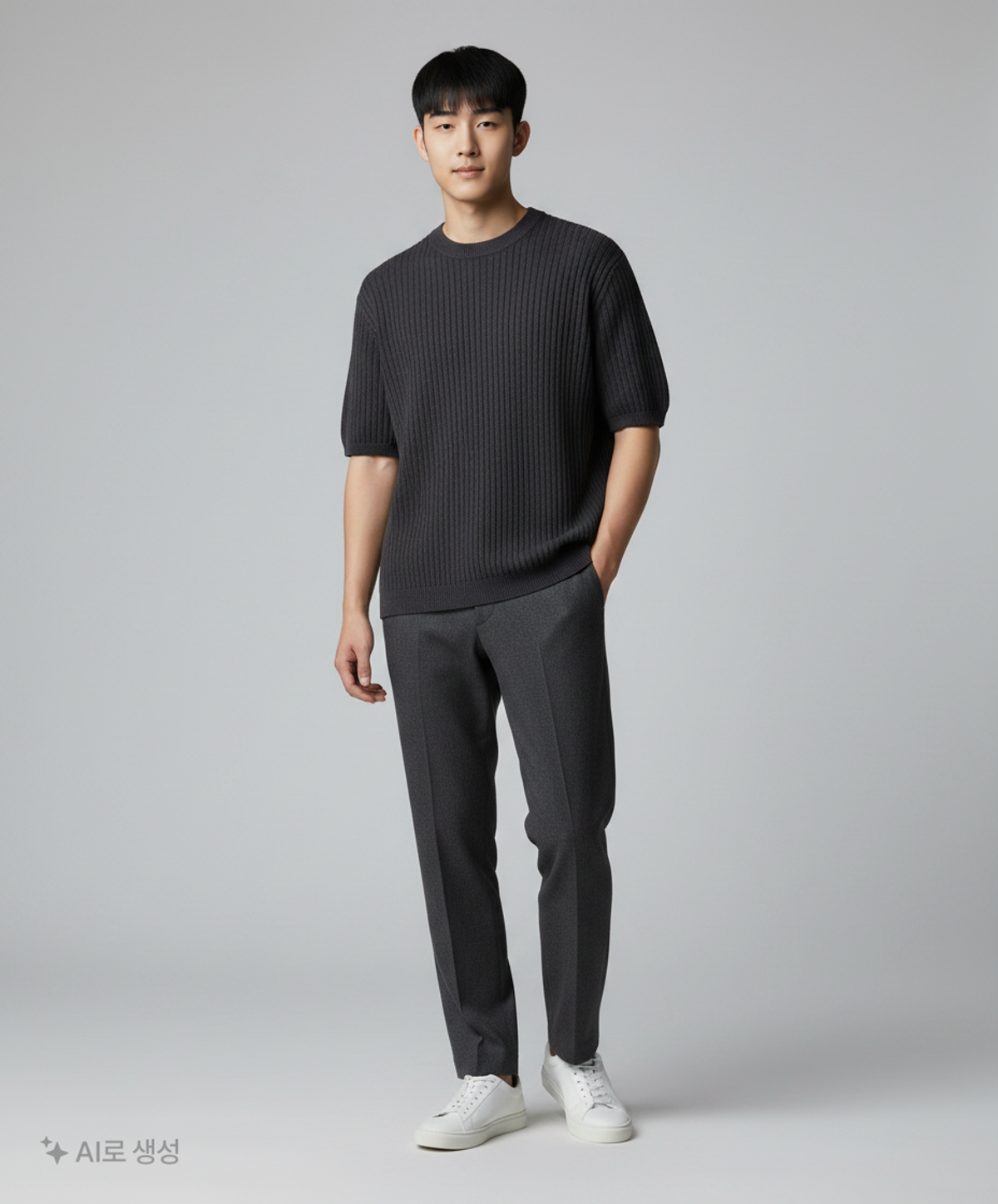 미나브(MINAV) 코튼모달 미니멀 와플 하프니트 [블랙] L