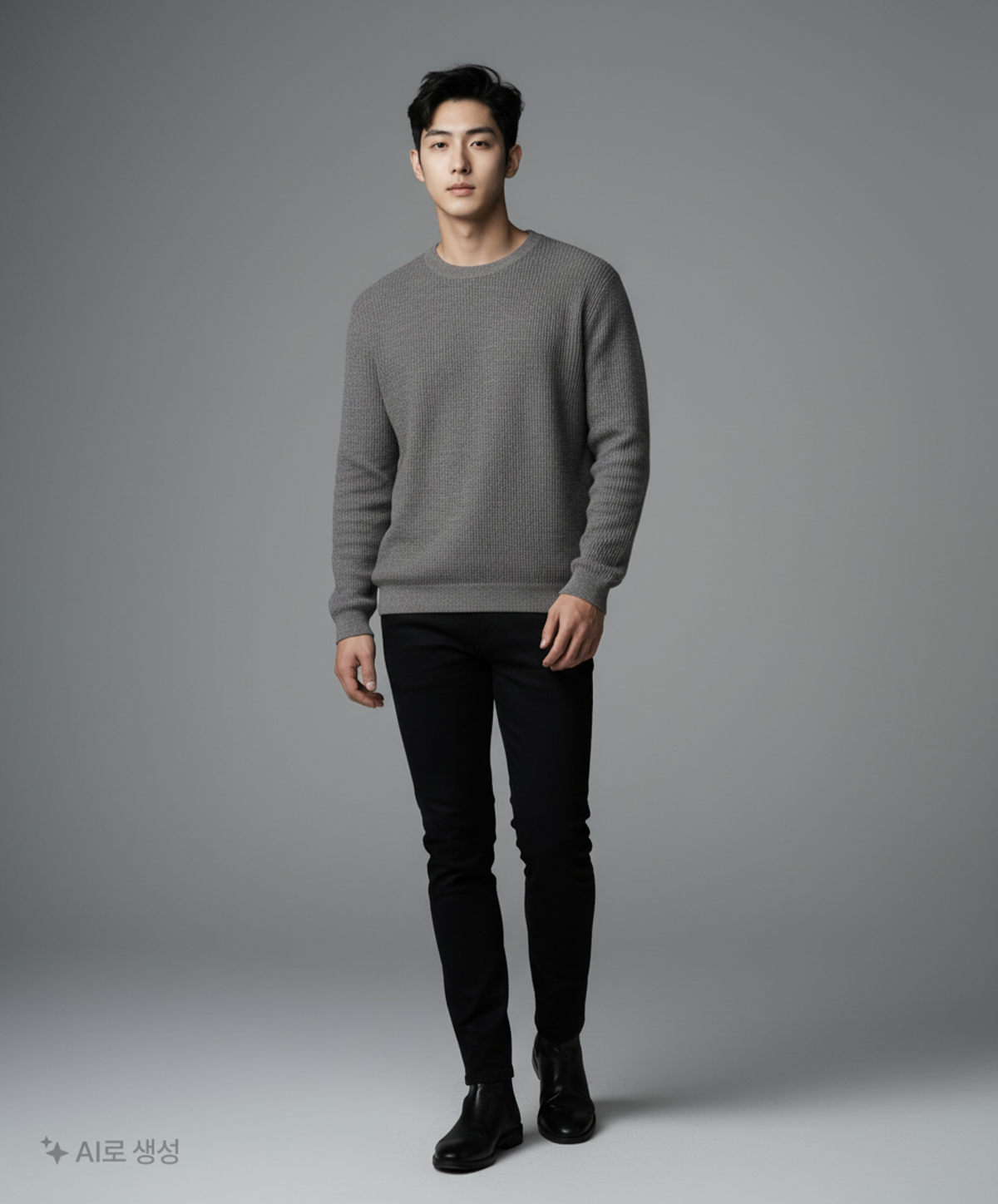 가먼트레이블(GARMENT LABLE) Long Sleeve Waffle Knit - Lead Grey M