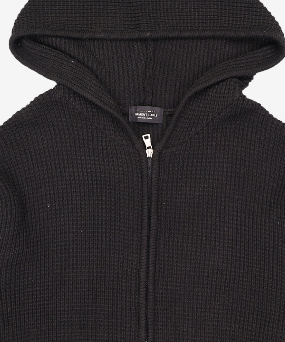 가먼트레이블(GARMENT LABLE) Textured Knit Hoodie Jumper - Black L