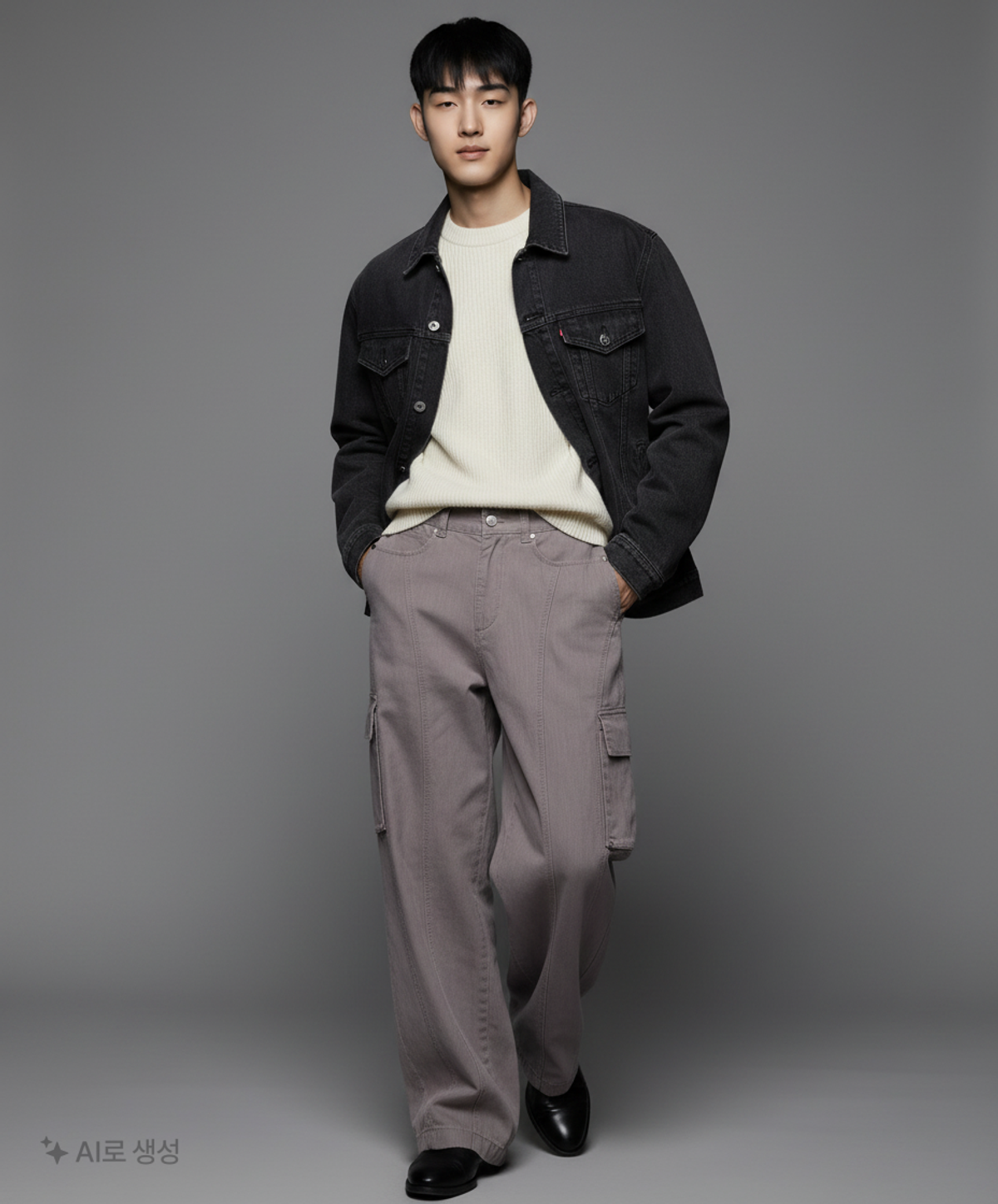 애드오프(ADDOFF) ONE POCKET IRVING WIDE CARGO PANTS GREY 46