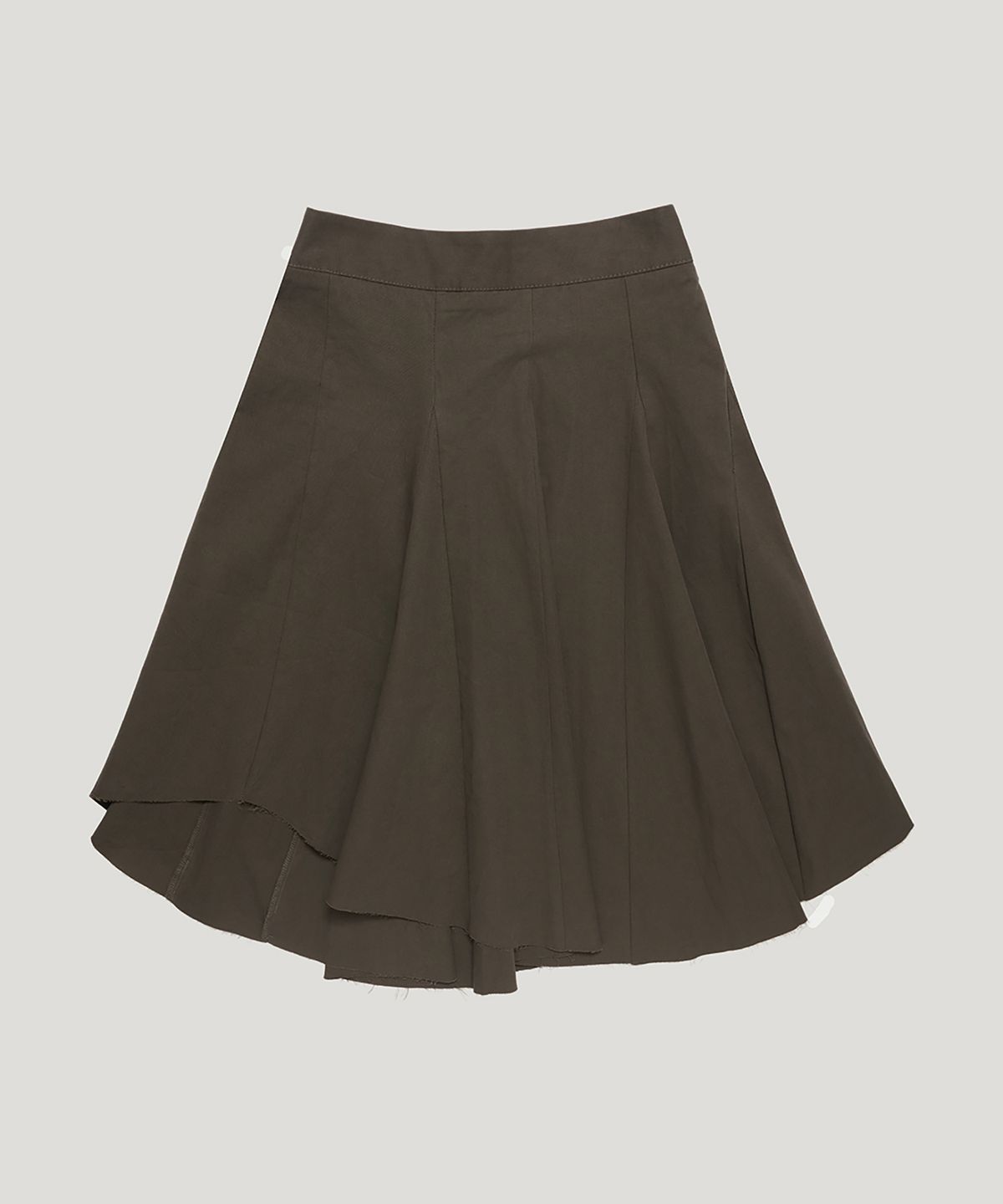 우네씬(UUNE SCENE) Asymmetric Cutting Midi Skirt_Khaki