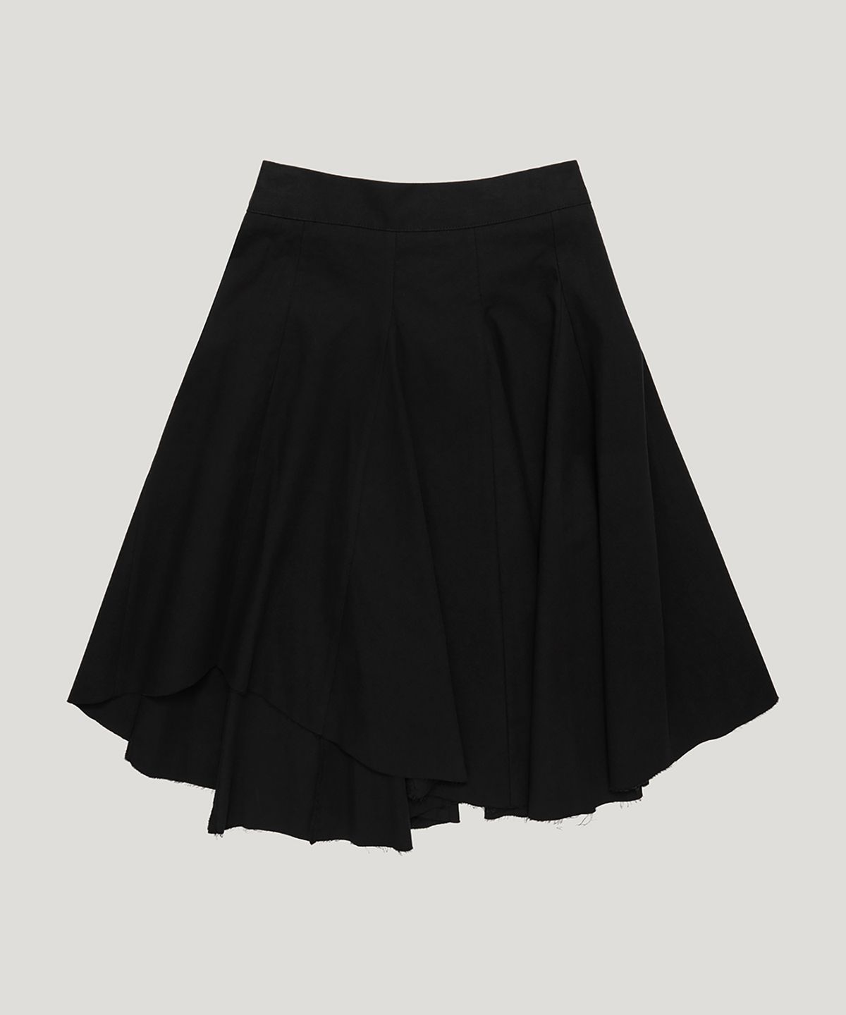 우네씬(UUNE SCENE) Asymmetric Cutting Midi Skirt_Black