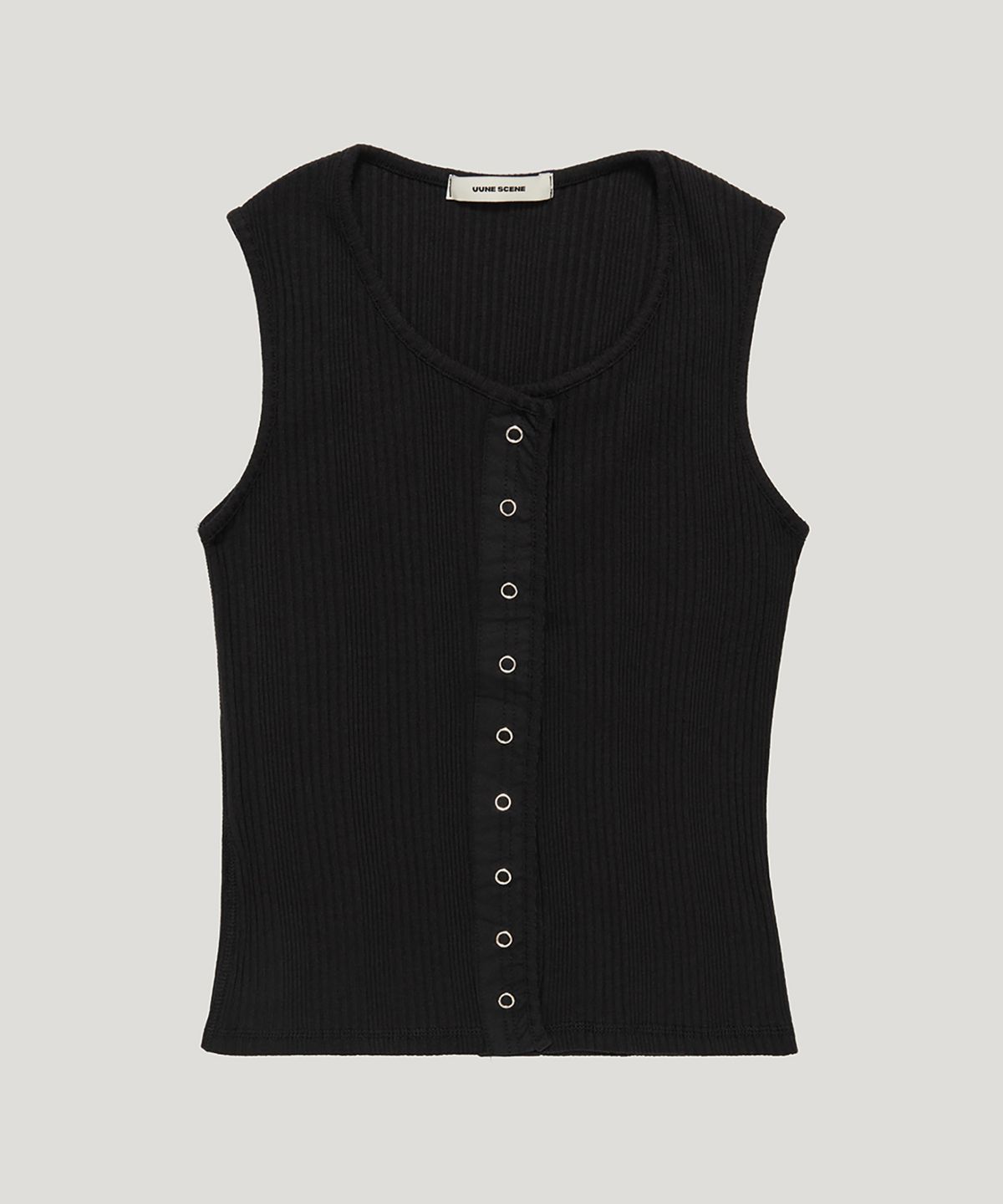 우네씬(UUNE SCENE) Snap Button Sleeveles_Black