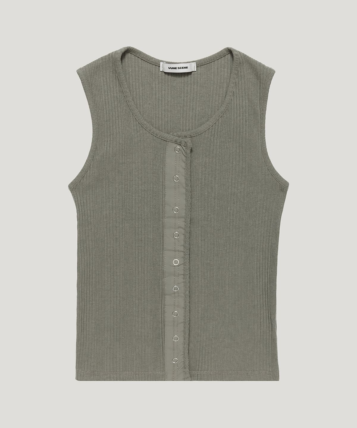 우네씬(UUNE SCENE) Snap Button Sleeveles_Mocha