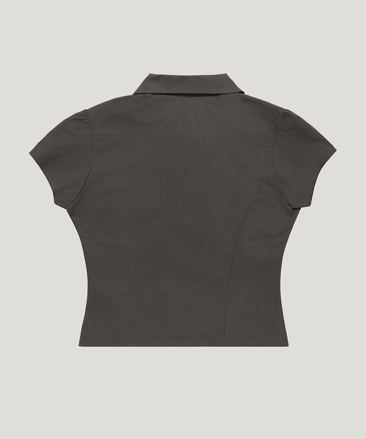 우네씬(UUNE SCENE) Asymmetrical Shirred Blouse_Charcoal