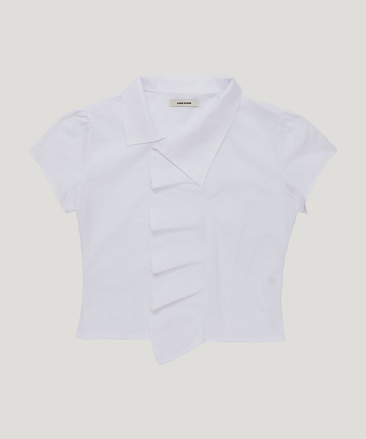 우네씬(UUNE SCENE) Asymmetrical Shirred Blouse_Ivory