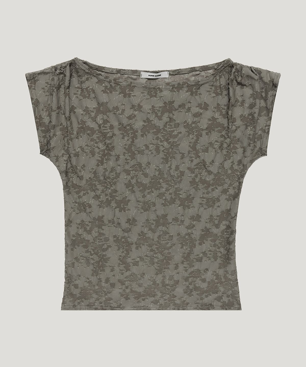 우네씬(UUNE SCENE) Jacquard Cowl-Neck Top_Khaki