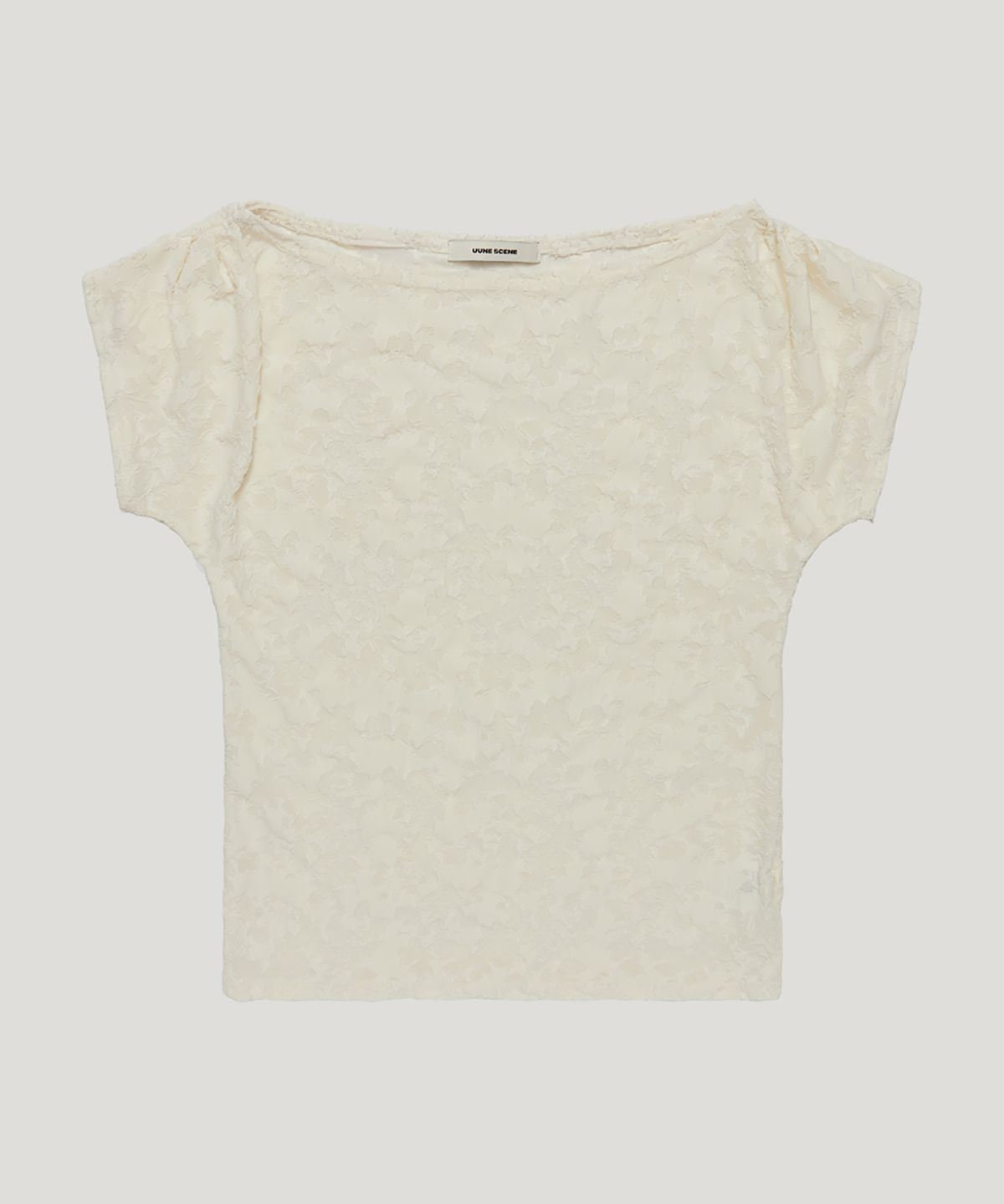 우네씬(UUNE SCENE) Jacquard Cowl-Neck Top_Ivory