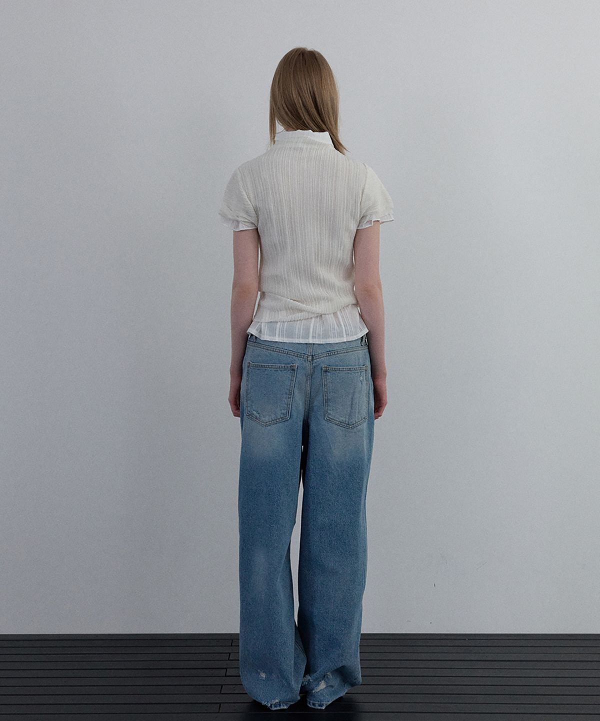 우네씬(UUNE SCENE) Pleated Half-Neck Knit_Ivory