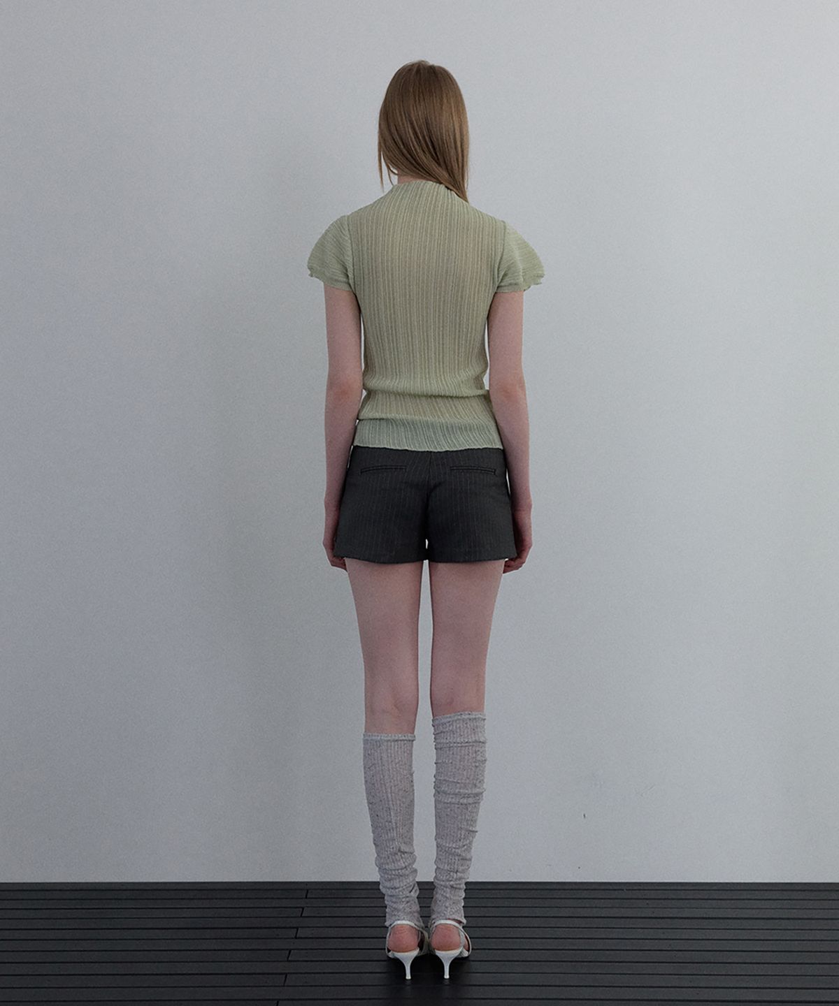 우네씬(UUNE SCENE) Pleated Half-Neck Knit_Mint