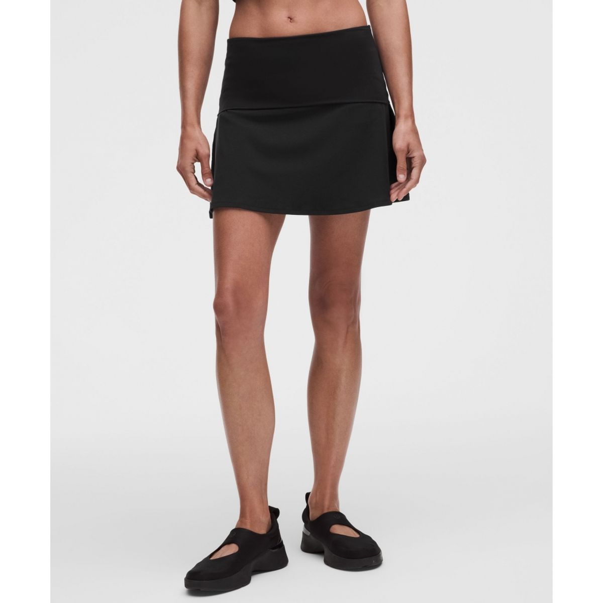 룰루레몬(LULULEMON) 그루브 폴드오버 미드라이즈 미니스커트  BLK