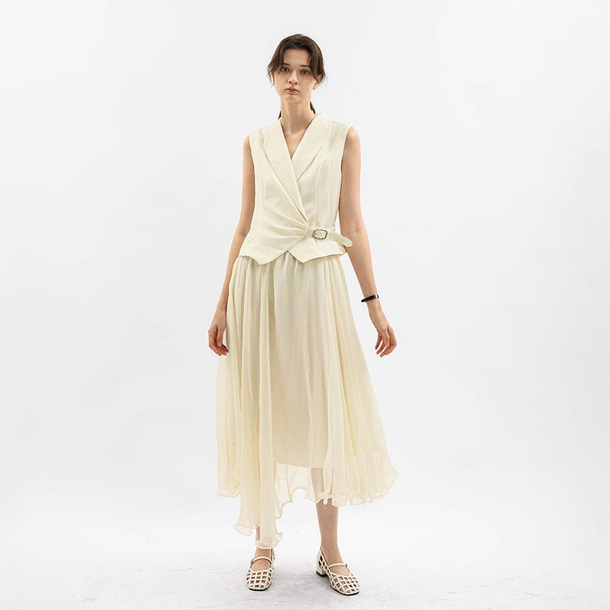 웬스데이딜라잇(WEDNESDAY DELIGHT) WD_Elegant drape chiffon dress_IVORY
