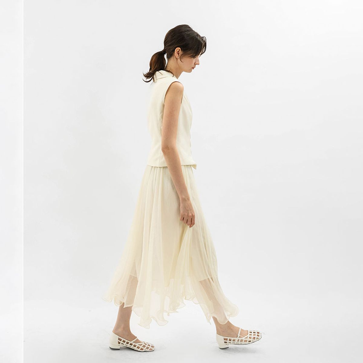 웬스데이딜라잇(WEDNESDAY DELIGHT) WD_Elegant drape chiffon dress_IVORY
