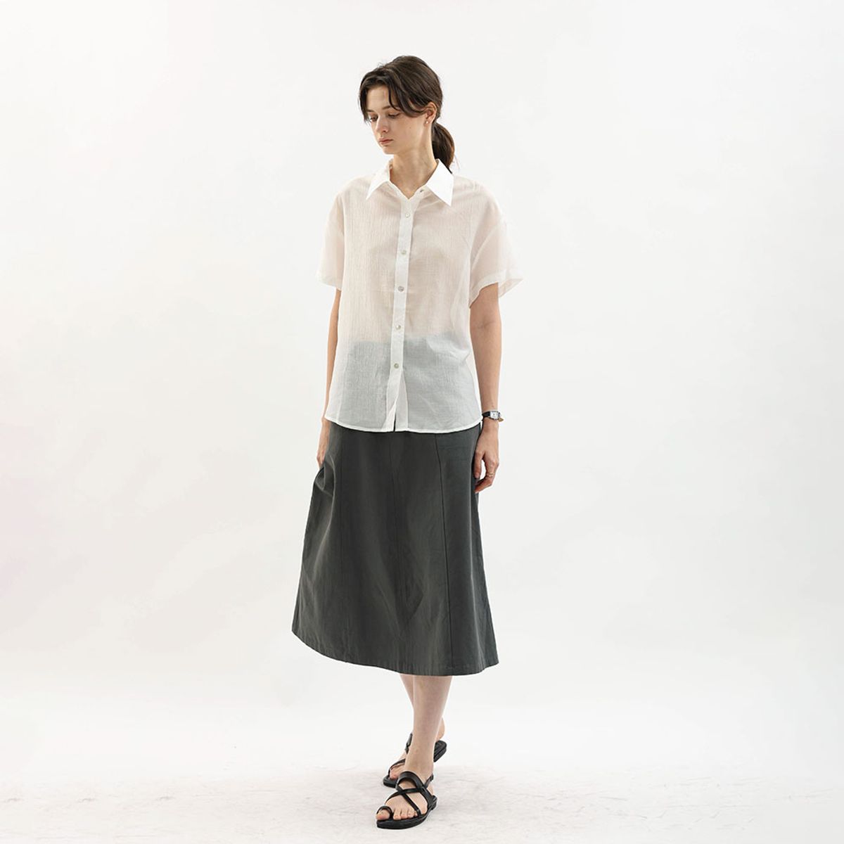 웬스데이딜라잇(WEDNESDAY DELIGHT) WD_Sheer crinkle short sleeve shirt_WHITE
