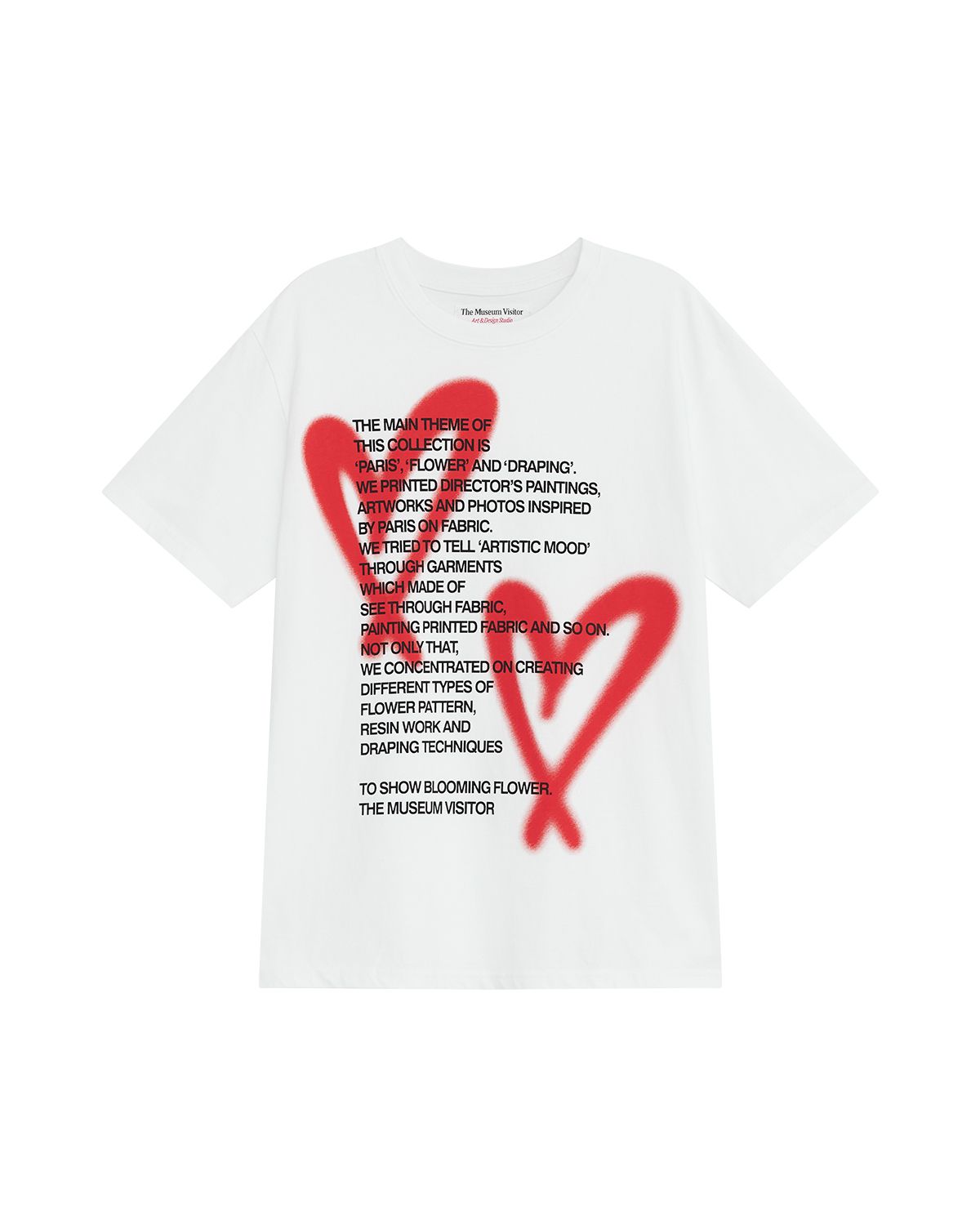 더뮤지엄비지터(THEMUSEUMVISITOR) HEART PRINTED OVERFIT T-SHIRT (WHITE)