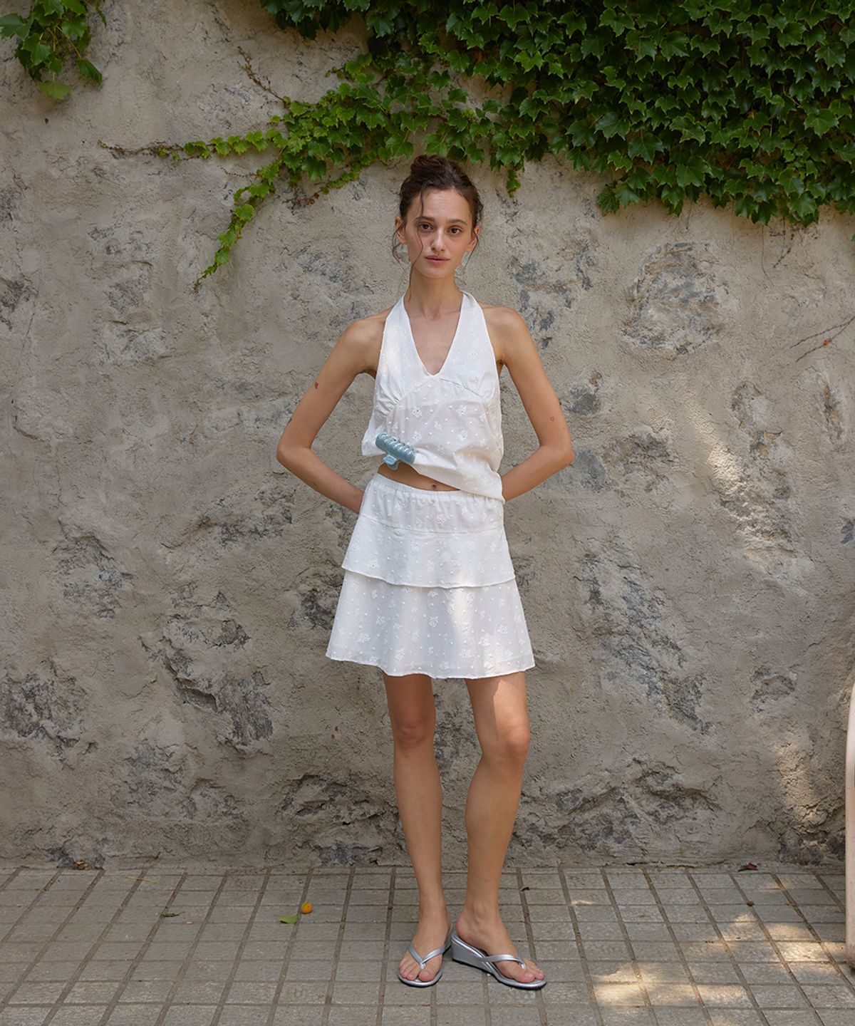 어패럴아카이브(APPAREL ARCHIVE) Bonbon floral mini skirt - Ivory