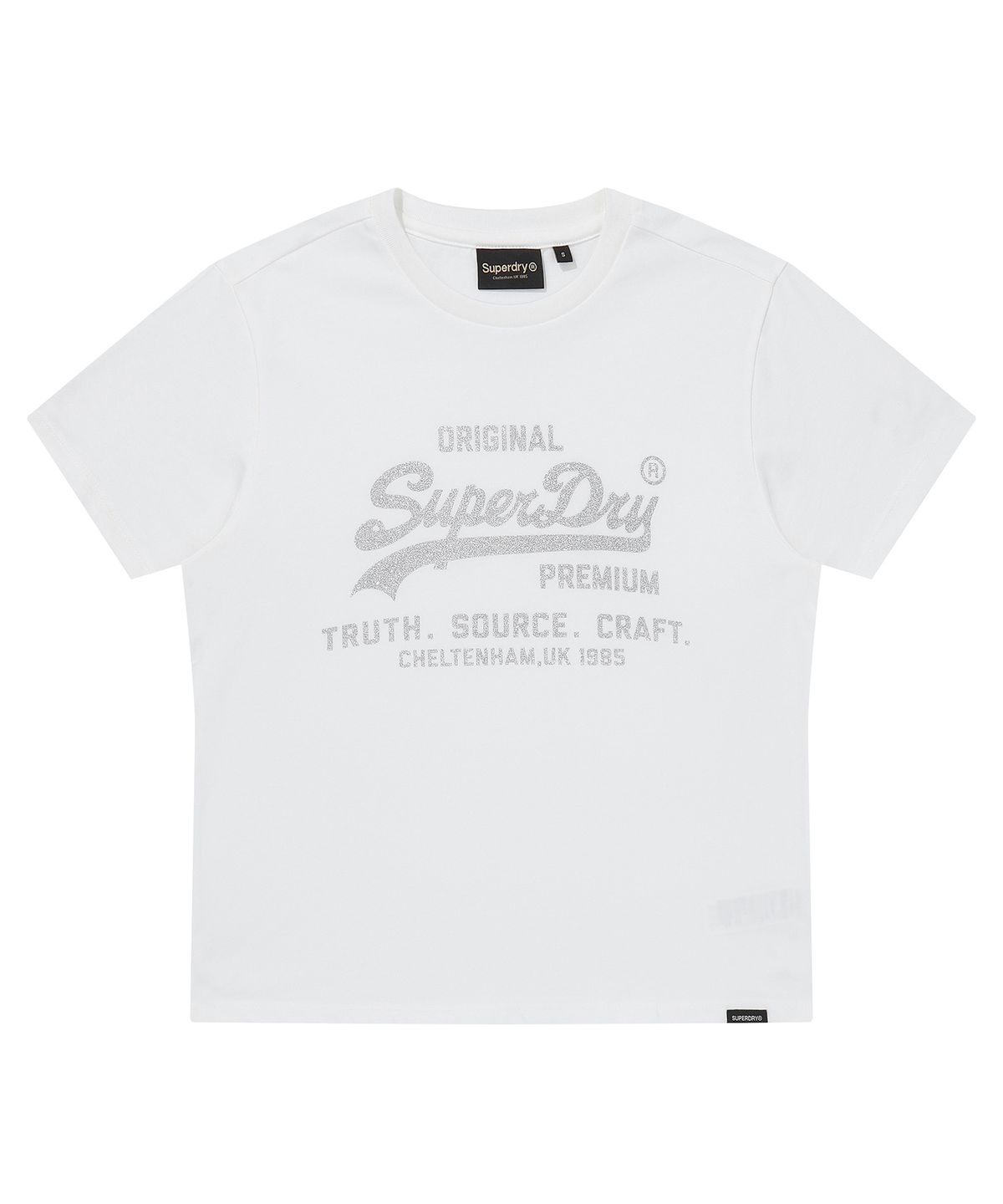 슈퍼드라이(SUPERDRY) 우먼스 메탈 로고 티셔츠 화이트 SDFISCQ62WHT