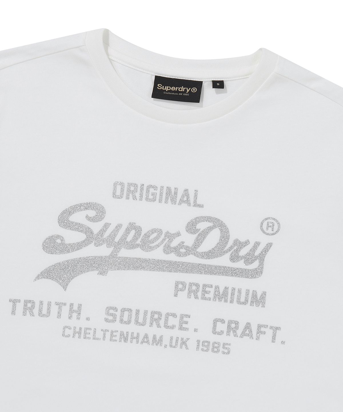 슈퍼드라이(SUPERDRY) 우먼스 메탈 로고 티셔츠 화이트 SDFISCQ62WHT