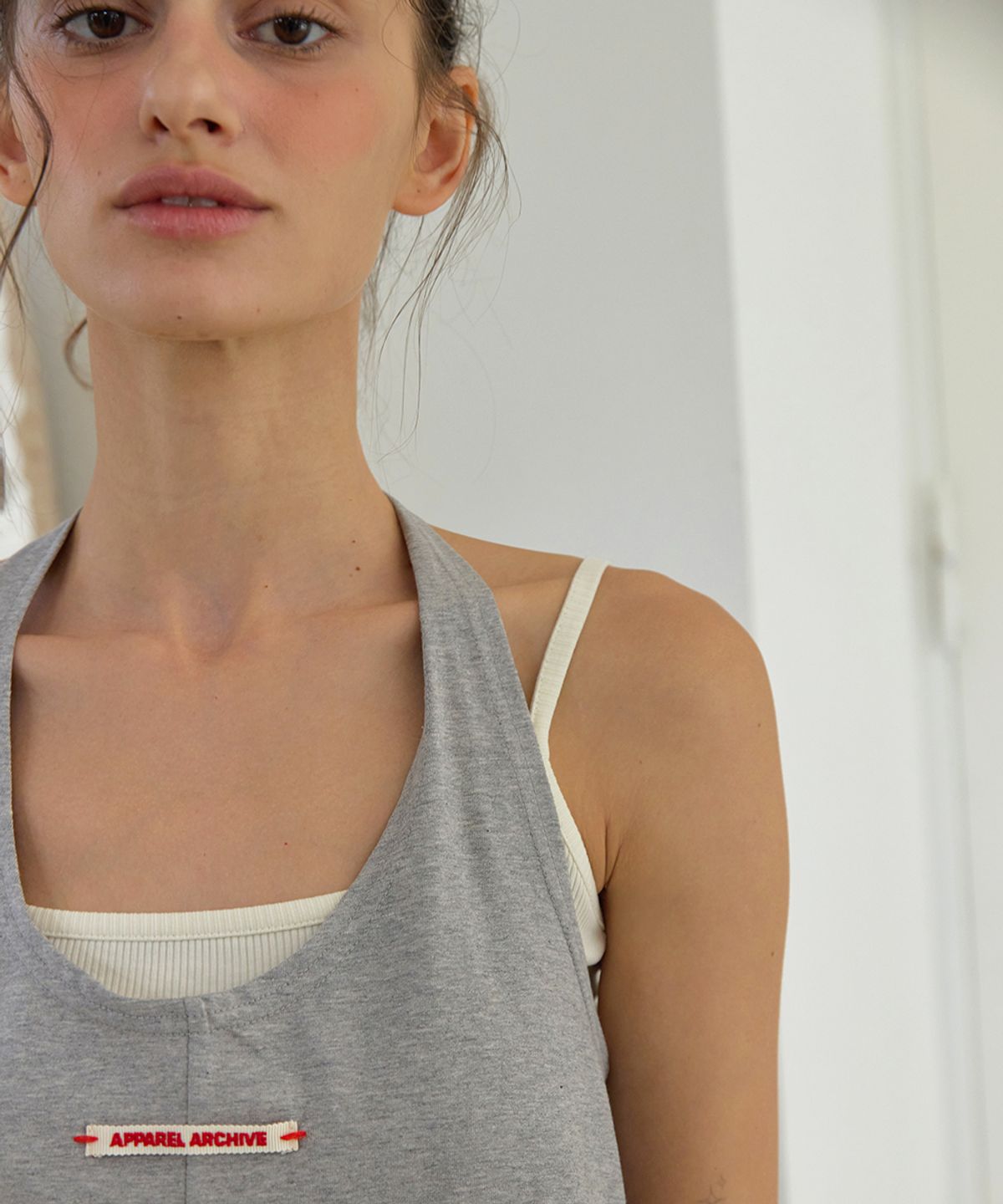 어패럴아카이브(APPAREL ARCHIVE) Dew layered halter top - Gray