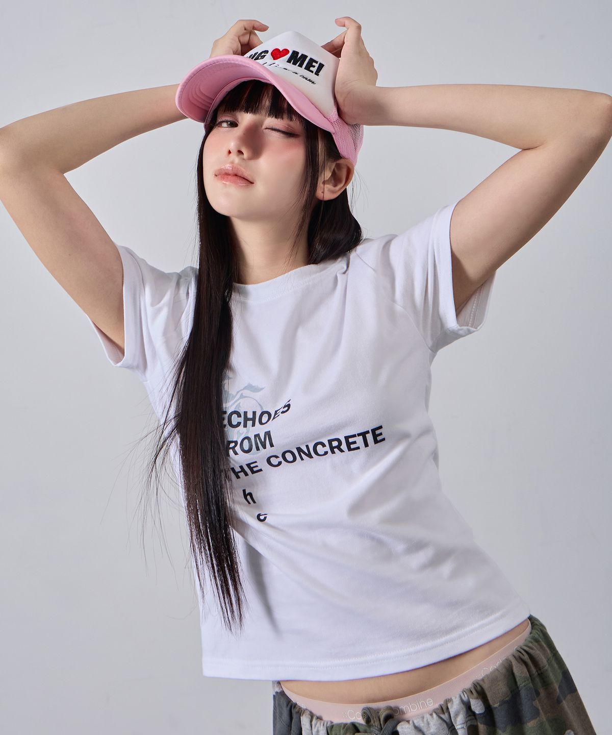 앨빈클로(ALVINCLO) [우먼] CONCRETE 세미크롭 반팔티 AST3701 (3COLOR)