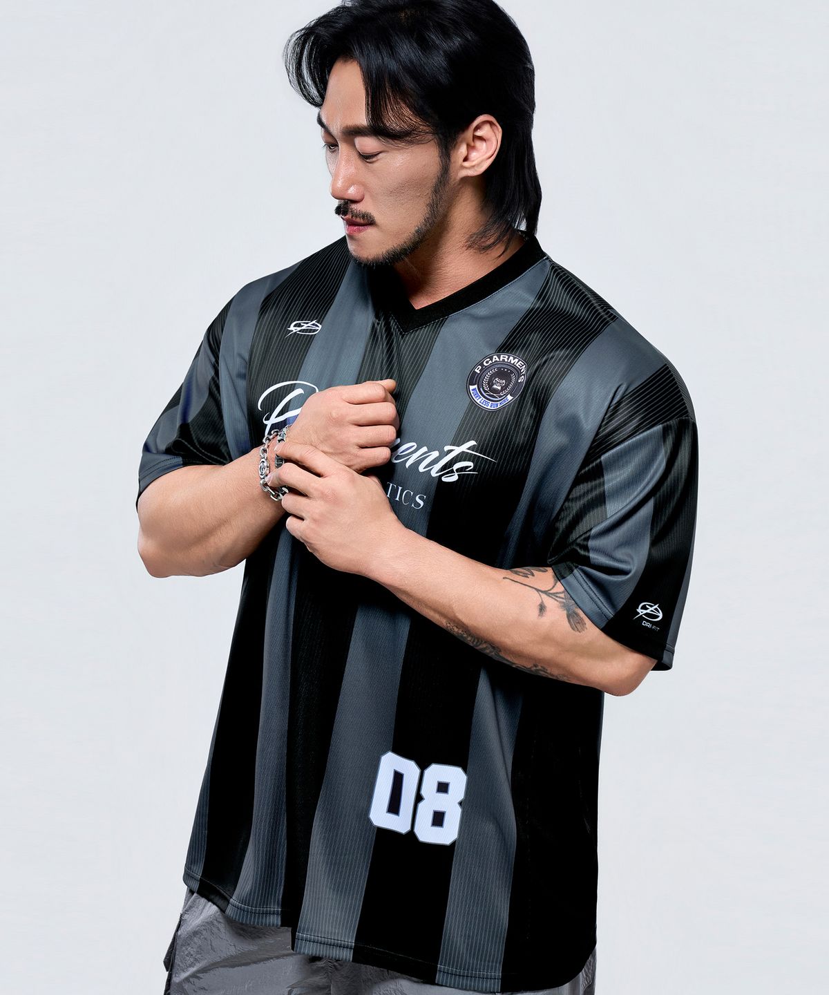 피지컬가먼츠(PHYSICAL GARMENTS) P2643 배색 사선메쉬 자이언트 반팔 [2COLOR]