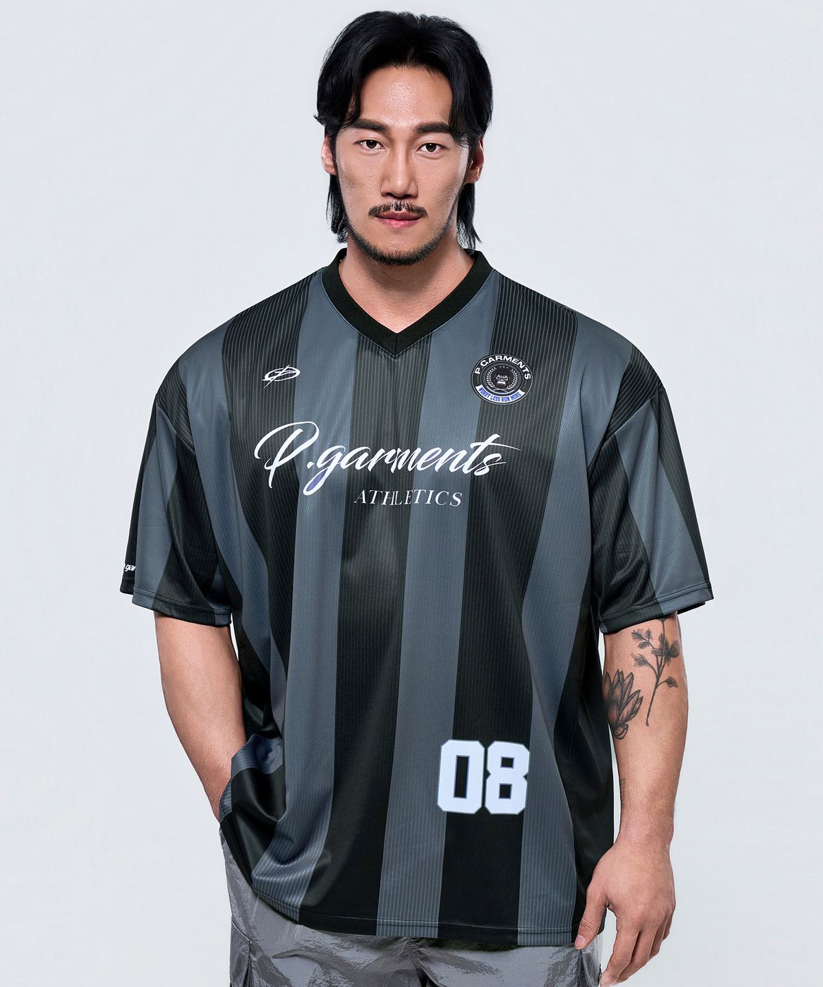 피지컬가먼츠(PHYSICAL GARMENTS) P2643 배색 사선메쉬 자이언트 반팔 [2COLOR]