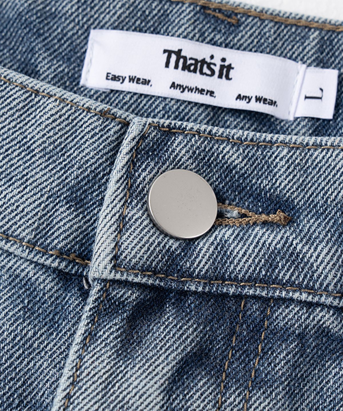 뎃츠잇(THAT'S IT) 매일입는 원턱 카펜터 버뮤다 데님팬츠 라이트블루