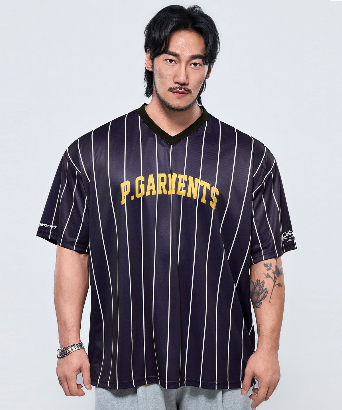 피지컬가먼츠(PHYSICAL GARMENTS) P2644 스트라이프 사선메쉬 자이언트 반팔 [3COLOR]