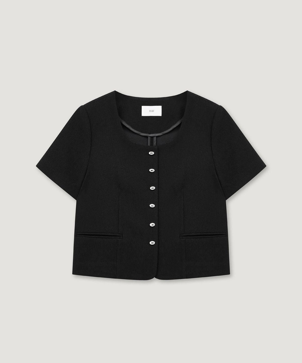 페르브(FERV) Summer Tweed Half Jacket - Black