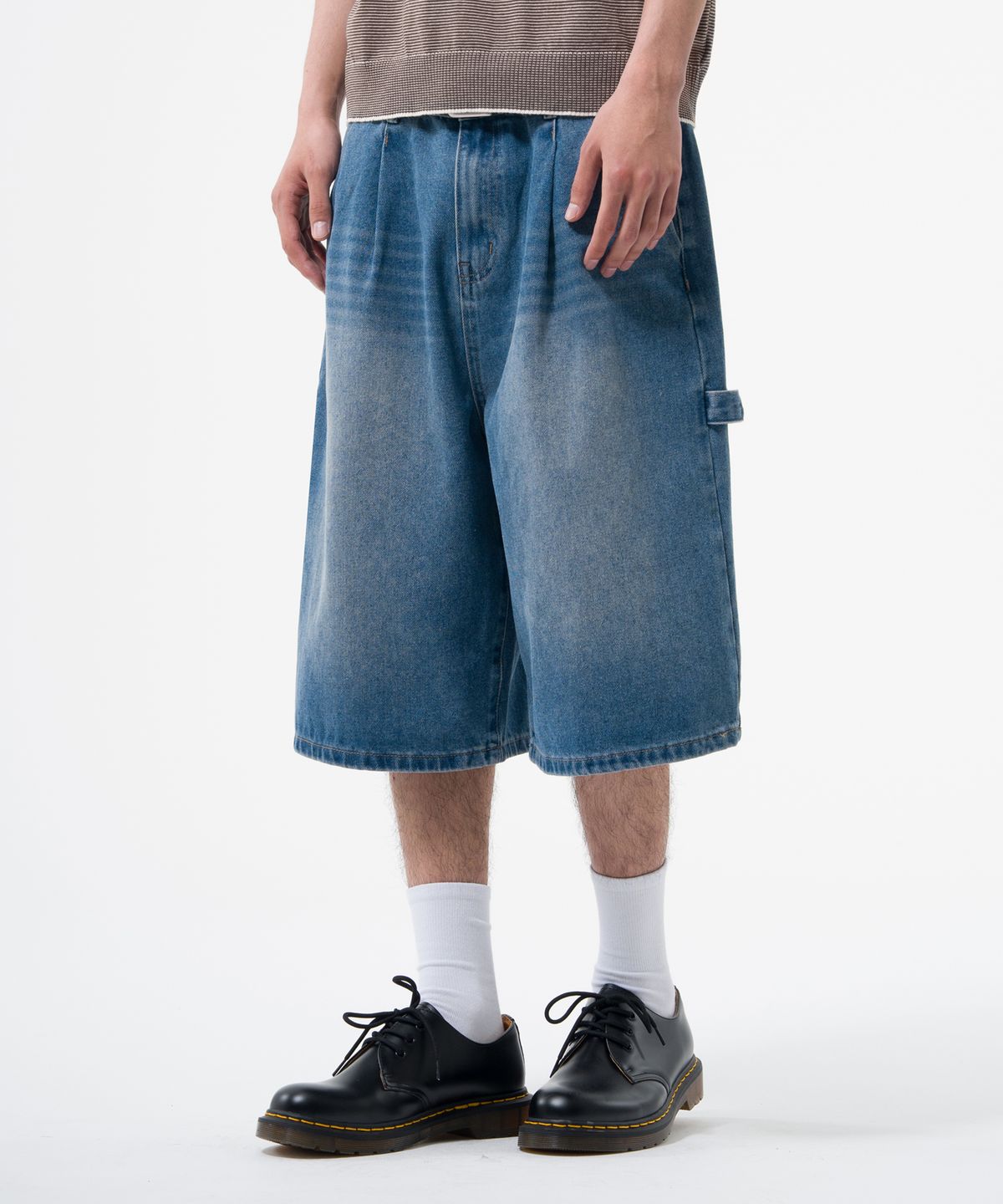 뎃츠잇(THAT'S IT) 매일입는 원턱 카펜터 버뮤다 데님팬츠