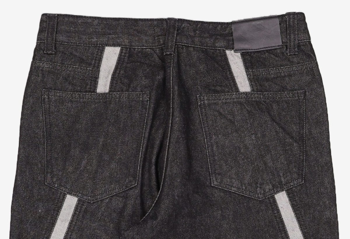 애드오프(ADDOFF) WAVE CURL LINE WIDE DENIM PANTS BLACK 50