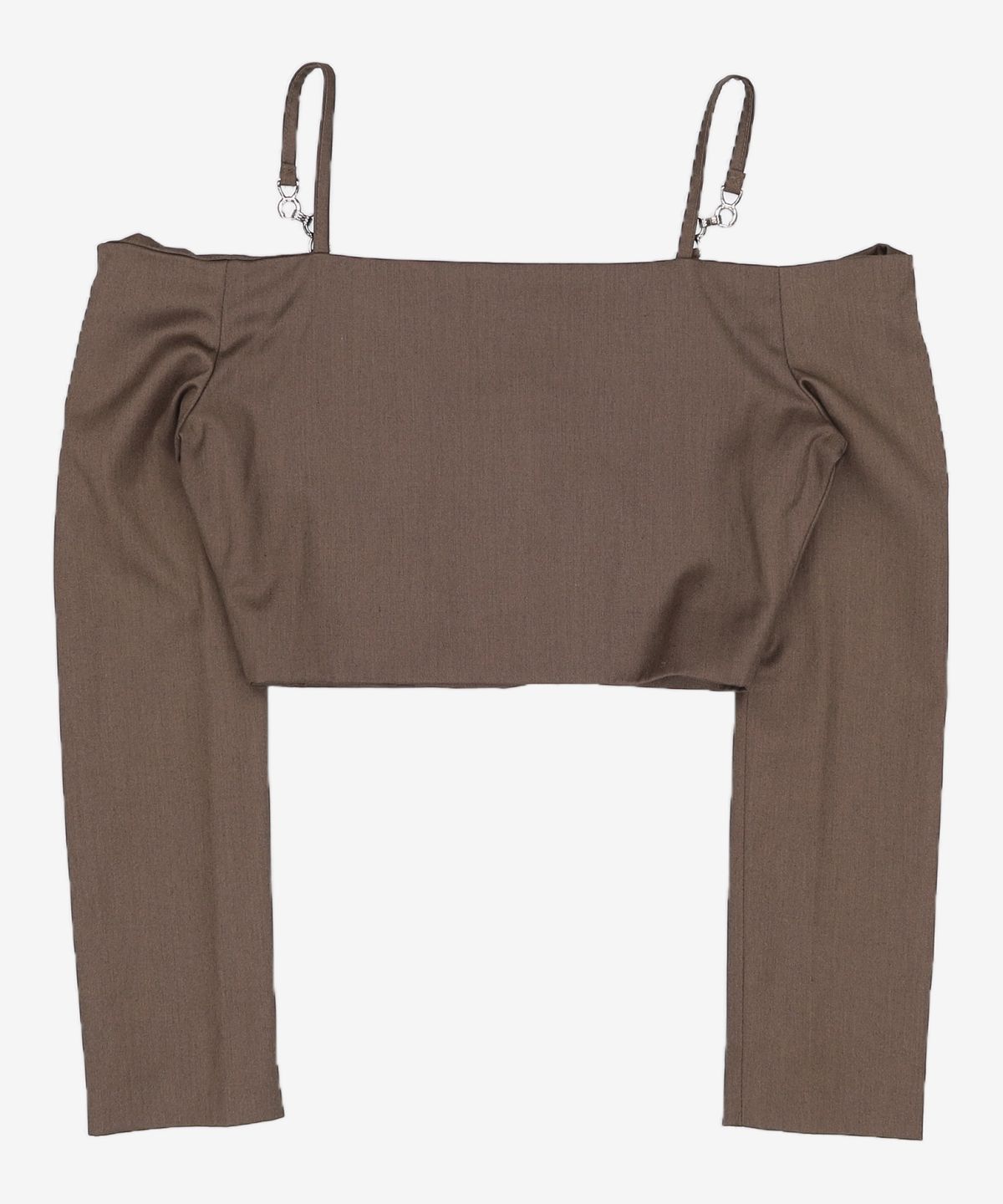 큐리티(CURETTY) C OFF SHOULDER BUTTON TOP_BROWN S