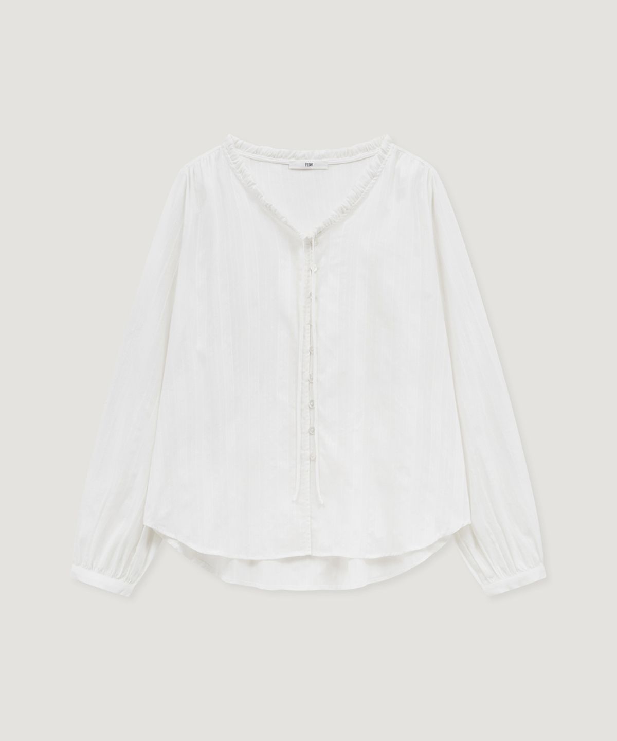 페르브(FERV) [2nd] Cotton Lace Frill Blouse - Ivory