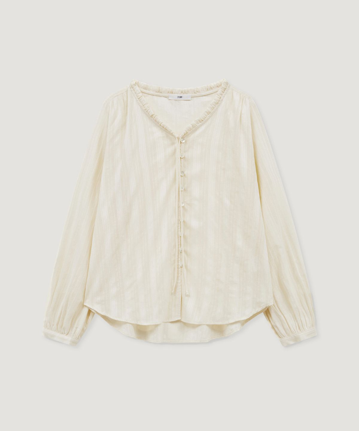 페르브(FERV) [4th] Cotton Lace Frill Blouse - Cream