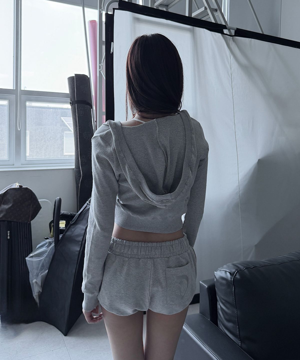 오도어(ODOR) Molly bubble shorts - Melange Grey