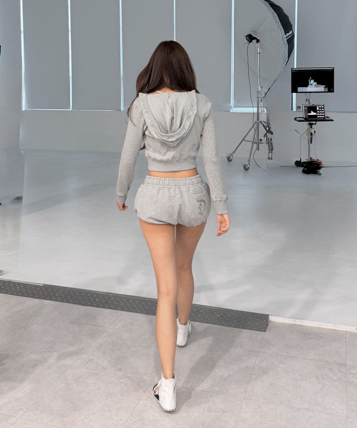 오도어(ODOR) Molly bubble shorts - Melange Grey