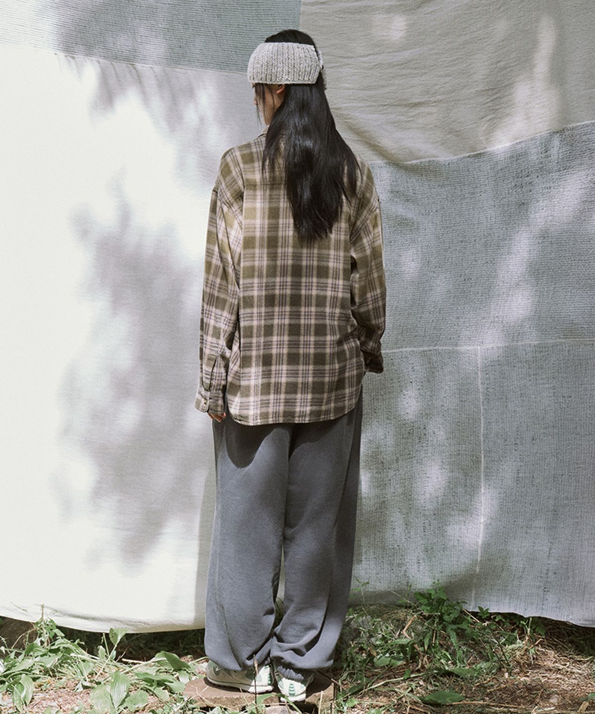 모노크롬(MONOCHROME) selling check shirt (khaki)