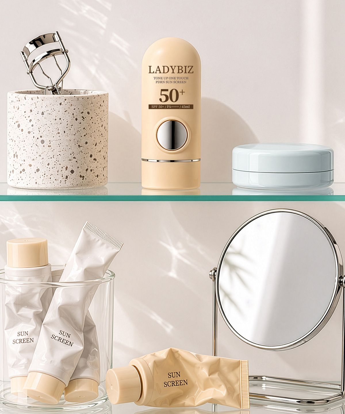 레이디비즈(LADYBIZ) 시티걸 무드 컬렉션 톤업 원터치 피디알엔 선 스크린 SPF50+ PA++++