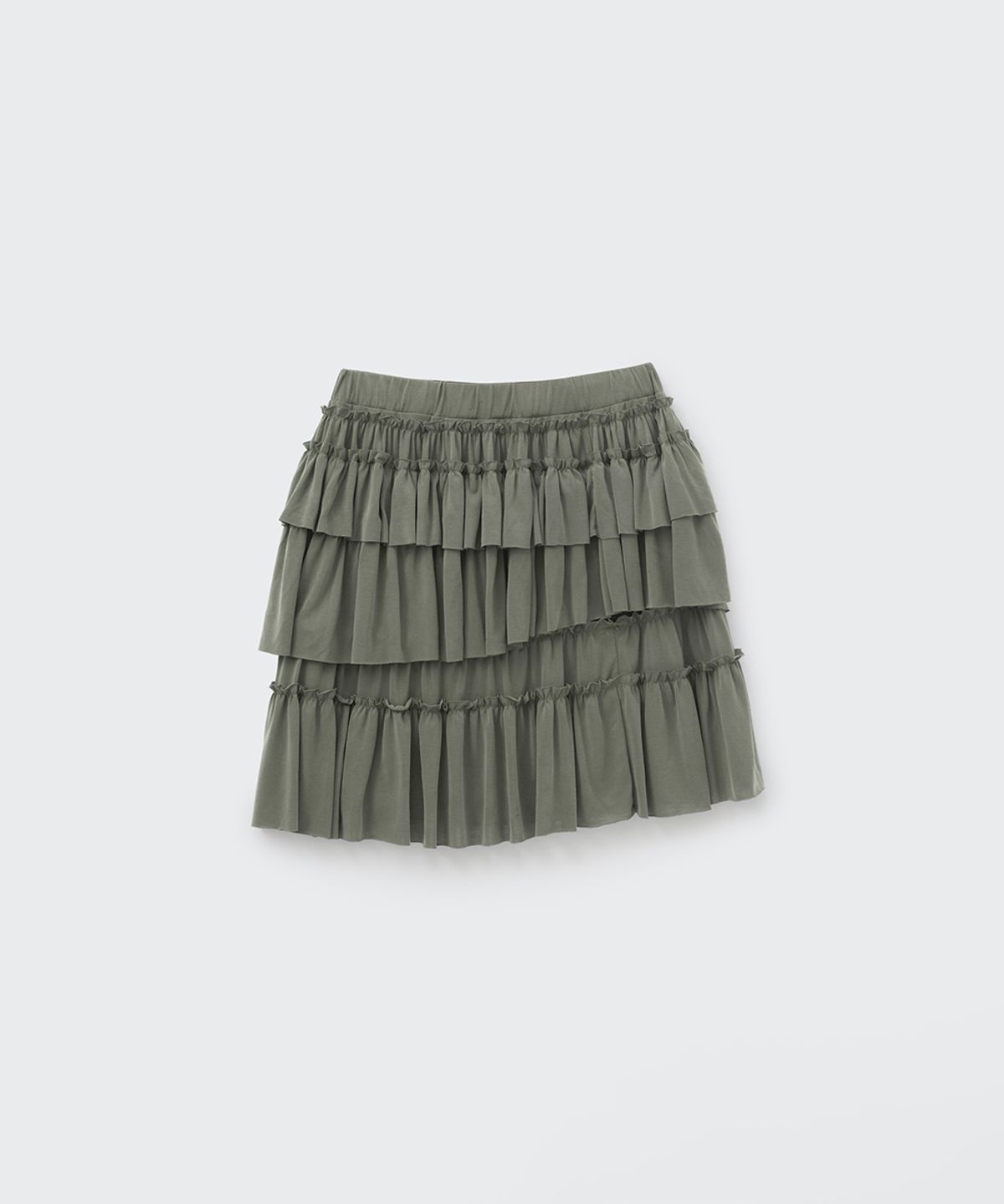 코스모스(COSMOSS) LAYERED FRILL SKIRT (KHAKI GREY)