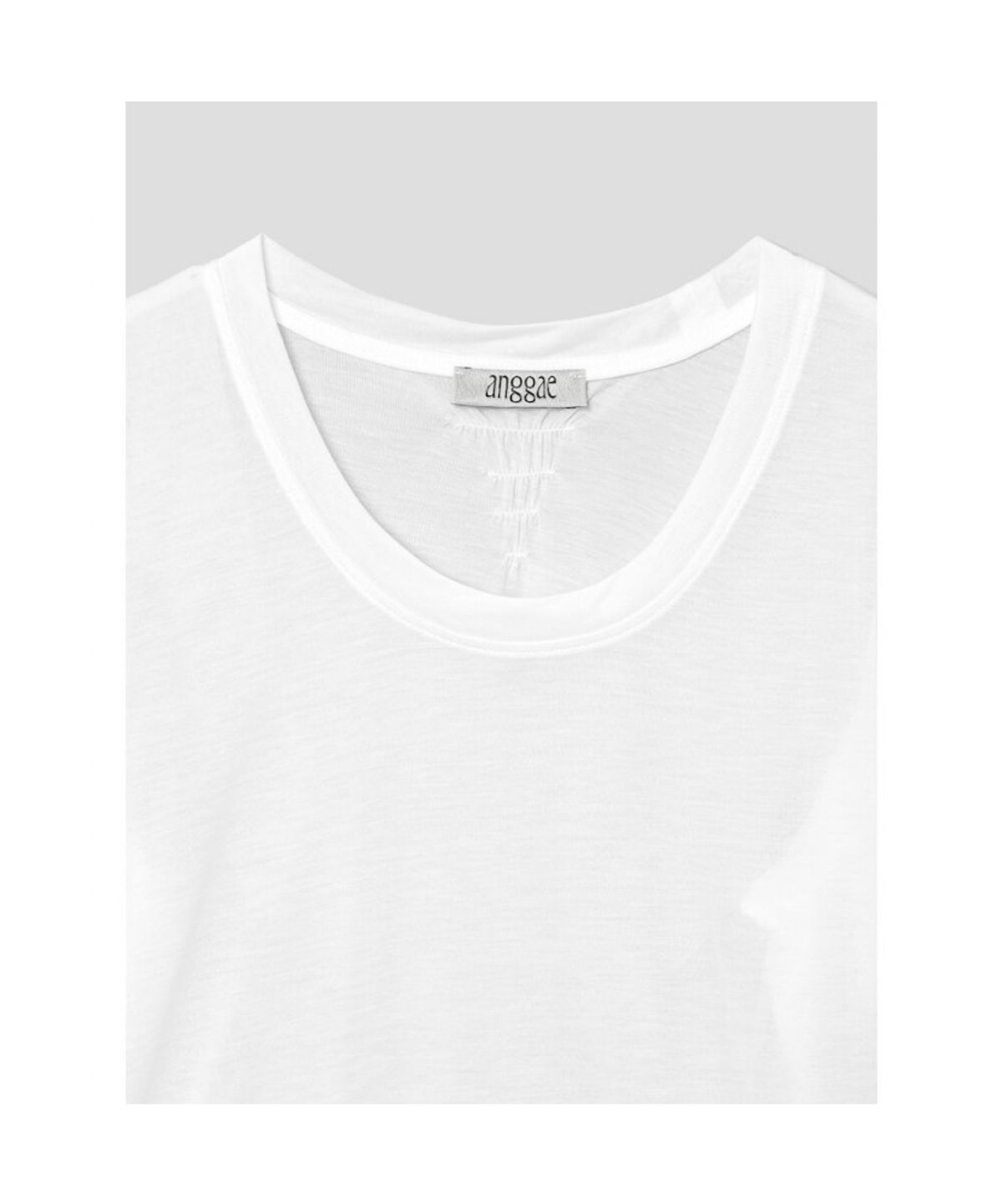 앙개(ANGGAE) Scoop Neck Short Sleeve TShirt  White